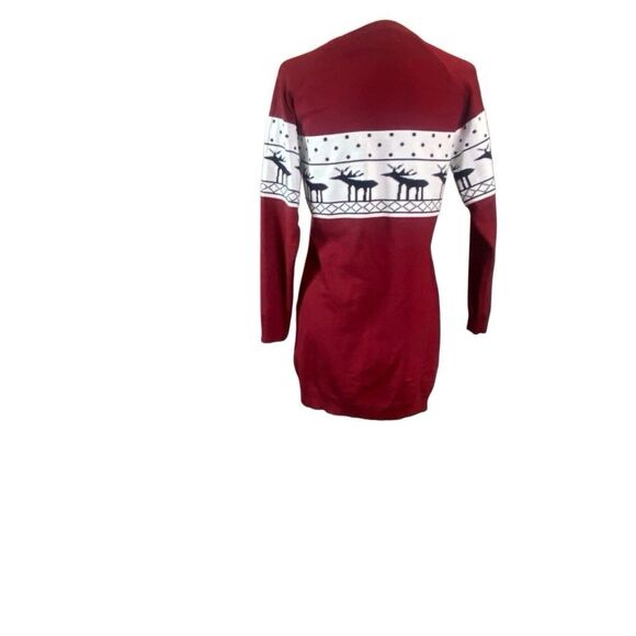 Reindeer Sweater Tunic Women Large Red Fair Isle Cozy Holiday - Picture 4 of 5